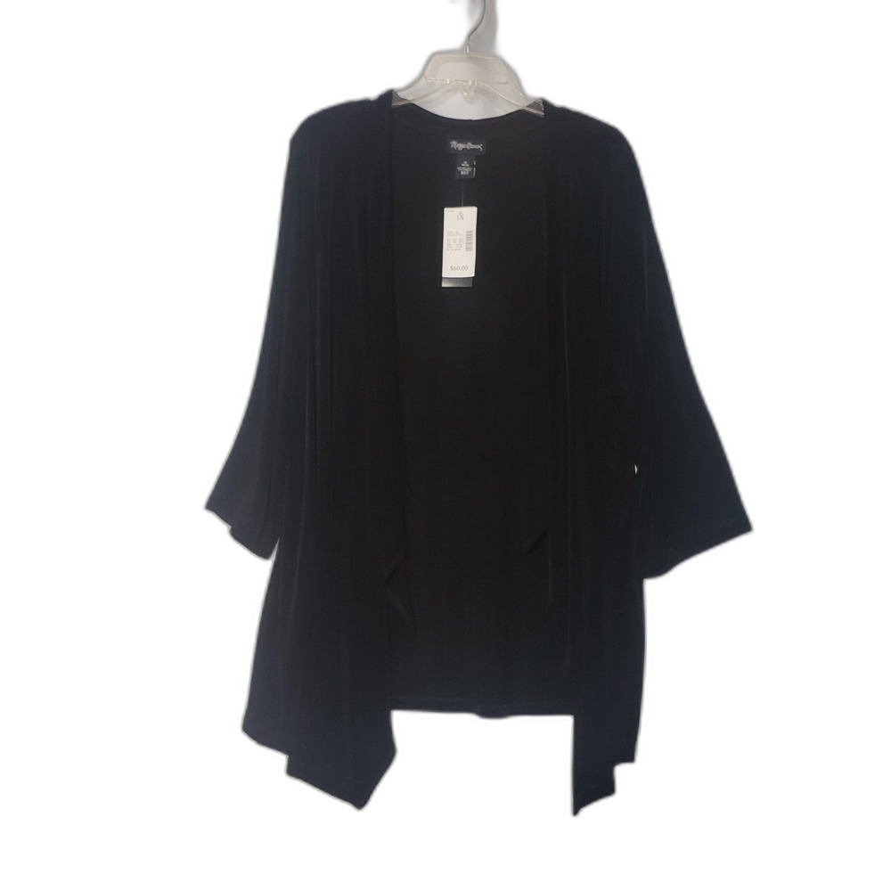 MAGGIE BARNES Black Open Front Cardigan Plus Size 1X NEW